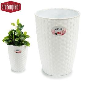 MACETA PLASTICO RATAN BLANCA 24 CM