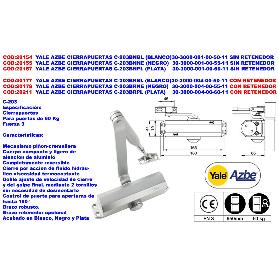 CIERRAPUERTAS DE SOBREPONER YALE 3500, CON BRAZO NORMAL. FUERZAS EN2/3/4. COLOR PLATA.