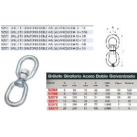 GRILLETE GIRATORIO DOBLE AVL GALVANIZADO M-  8   5-16 (CAJA 25 UNIDADES)