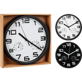 RELOJ TERMOMETRO HUMEDAD 25 CM NEGRO