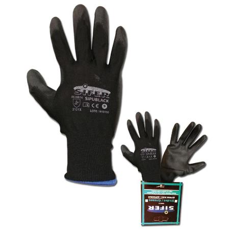 GUANTE SIFER POLIURETANO NEGRO NYLON T   9 SI722 SIPUBLACK-HADES (CAJA 12 UNIDADES)