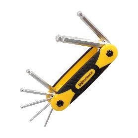 JUEGO 7 LLAVES ALLEN PLEGABLE CON BOLA ACERO CROMO VANADIO. JUEGO LLAVES HEXAGONALES, JUEGO DE LLAVES PLEGABLE ALLE