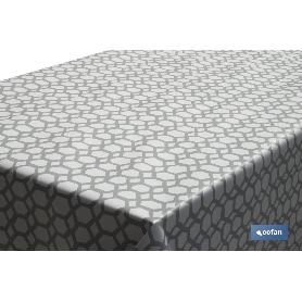 ROLLO MANTEL ANTIMANCHAS 1,40 X 25M 50% ALG/50% PVC. HEXAGONOS