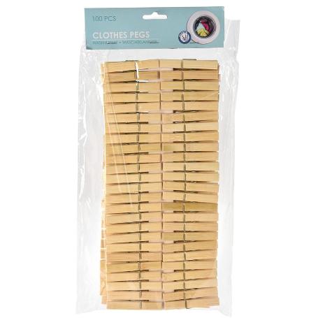 PINZAS ROPA BAMBU 10 CM 100 PIEZAS BLISTER 100