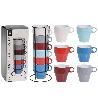 SOPORTE + 6 TAZAS MUG 300 ML COLORES LOTE