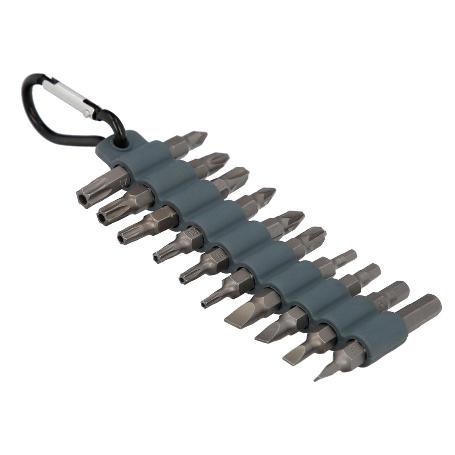 JUEGO DE 20 PUNTAS CON MOSQUETON PARA CINTURON. ACERO CROMO VANADIO.