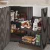 EMUCA RINCONERO EXTRAÍBLE ÁNGULO PARA MUEBLES DE COCINA TITANE, APERTURA A IZQUIERDA, ACERO Y MADERA, GRIS ANTRACIT