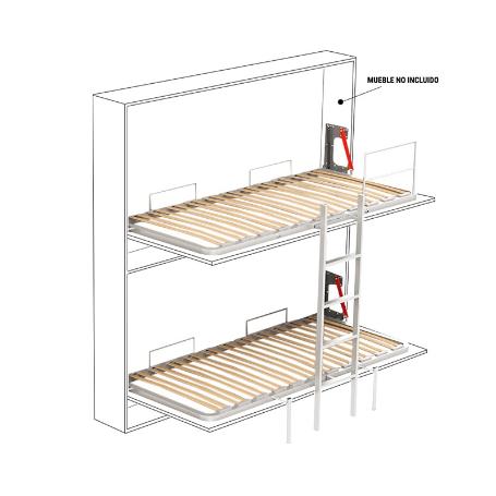 LITERA MULTILAMINAS 90X190 COMPLETA (2 SOMIERES, ESCALERA Y BARANDILLA FIJA.)