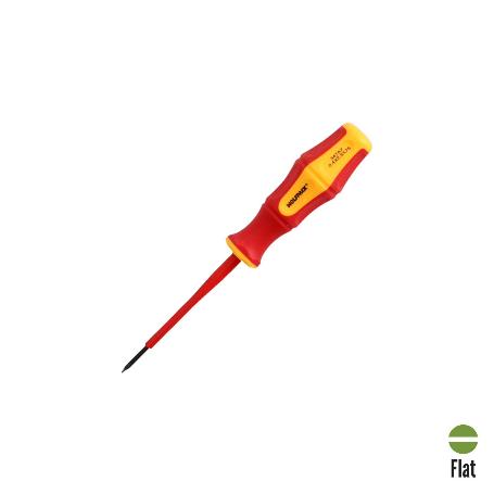 DESTORNILLADOR PLANO AISLADO CERTIFICADO VDE 1.000 V. MEDIDA 0,4 X Ø 2,5 X 75 MM. DESTORNILLADOR SEGURIDAD ELECTRIC