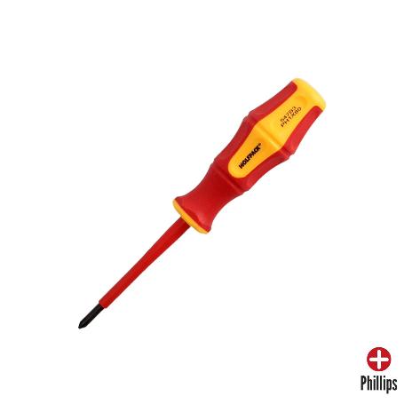 DESTORNILLADOR PHILLIPS AISLADO CERTIFICADO VDE 1.000 V. MEDIDA PH 1 - 4,5 X 80 MM. DESTORNILLADOR SEGURIDAD ELECTR