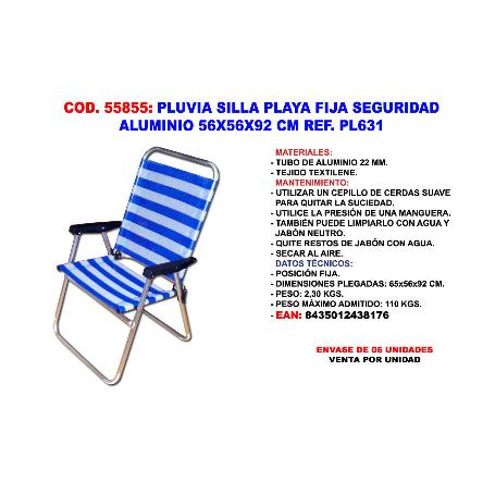 PLUVIA SILLA PLAYA FIJA ALUMINIO 56X56X92CM XYC041HPL631