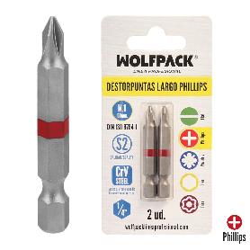 PUNTAS LARGAS DESTORNILLADOR PHILLIPS Nº 1 (2 PIEZAS). ACERO S2 AL CROMO VANADIO. PUNTAS HEXAGONALES, DESTORPUNTAS,