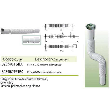 PRHIE TUBO FLEXIBLE EXT 1-1-2X40-50+TUERCA MAGIKONE  35006