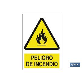 SEÑAL POLIESTIRENO 210X148 MM. PELIGRO DE INCENDIO