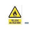 SEÑAL POLIESTIRENO 210X148 MM. PELIGRO DE INCENDIO