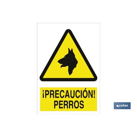 SEÑAL ADHESIVO 297X210MM. ¡PRECAUCIÓN! PERROS