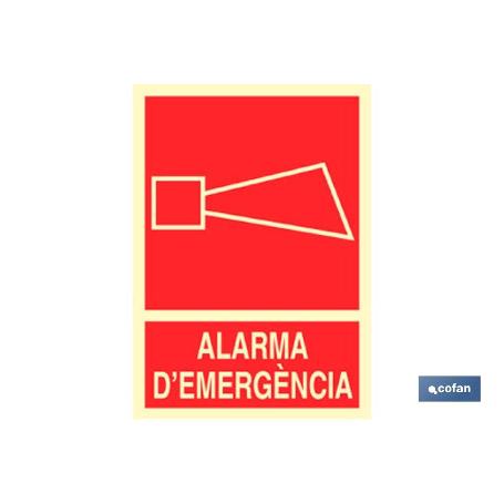 SEÑAL LUMINISCENTE 297X210MM. ALARMA DEMERGENCIA