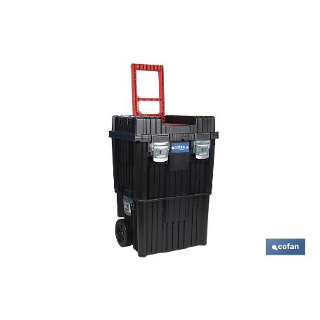 CAJA DE HERRAMIENTAS COMPACT CON DOBLE ASA Y RUEDAS 450 X 360 X 640 MM