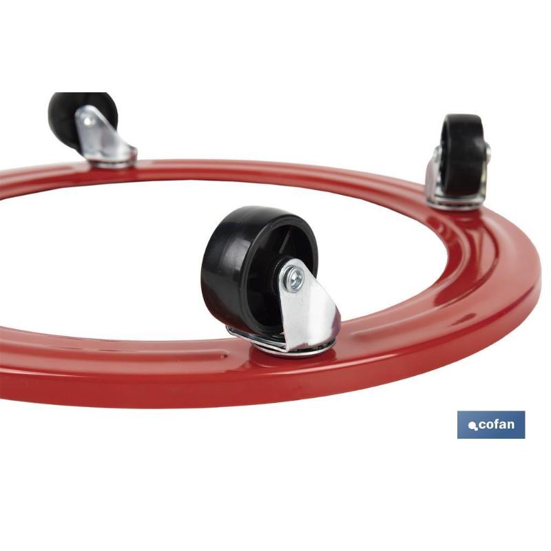 Soporte metálico con 4 ruedas para Bombona de Butano, Resistente hasta 50  kg, Porta bombonas en color rojo