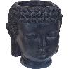 MACETA CABEZA BUDA NEGRA 34 CM