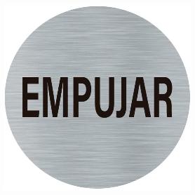 PLACA EMPUJAR ALUMINIO ADHESIVO REDONDO 75MM