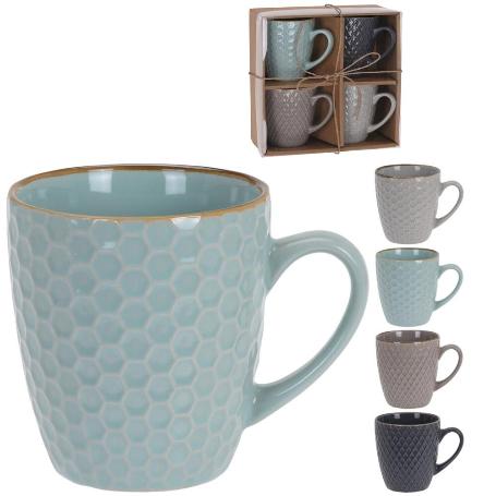 TAZAS MUG TEXTURAS 200 ML 4 PIEZAS LOTE 4