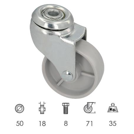 RUEDA DOMESTICA Ø 50 MM. AGUJERO PASANTE Ø 8 MM.