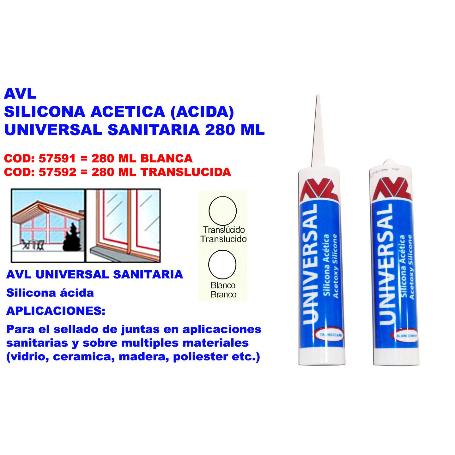 AVL SILICONA ACIDA UNIVERSAL ANTIMOHO QUILOSA 280 ML BLANCA