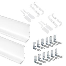  KIT DE 2 PERFILES SUPERIORES GOLA PARA MUEBLES DE COCINA, LONGITUD 2,35M, CON ACCESORIOS, ALUMINIO, PINTADO BLANCO