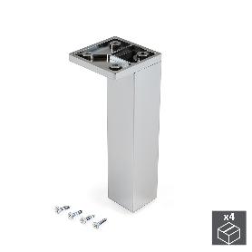 EMUCA LOTE DE 4 PIES REGULABLES PARA MUEBLES SMARTFEET, ESQUINA, REGULABLE 140-150MM, PLÁSTICO, CROMADO