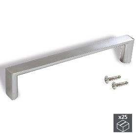 EMUCA LOTE DE 25 TIRADORES PARA MUEBLE FUJI, L103MM, INTEREJE 96MM, ZAMAK, NIQUEL SATINADO