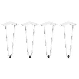  LOTE DE 4 PATAS HAIRPIN DE 2 VARILLAS PARA MESA, ALTURA 400MM, ACERO, PINTADO BLANCO