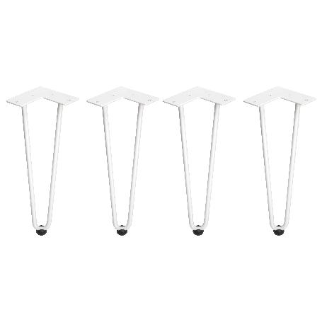  LOTE DE 4 PATAS HAIRPIN DE 2 VARILLAS PARA MESA, ALTURA 400MM, ACERO, PINTADO BLANCO