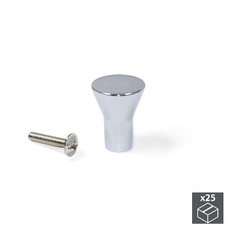 EMUCA LOTE DE 25 POMOS PARA MUEBLE TUCSON, DIÁMETRO 16MM, ZAMAK, CROMADO