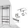  KIT DE SOPORTES PARA 4 ESTANTES DE MADERA Y 1 BARRA DE COLGAR DE LONGITUD 1M ZERO, ALUMINIO Y ZAMAK Y PLÁSTICO, PI