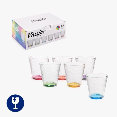 VASOS FONDO COLOR 310 ML 6 PIEZAS JUEGO 6