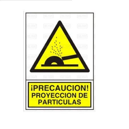 SEÑAL 362 PLÁSTICO 345X245 ¡PRECAUCIÓN! PROYECCIÓN DE PARTICULAS!