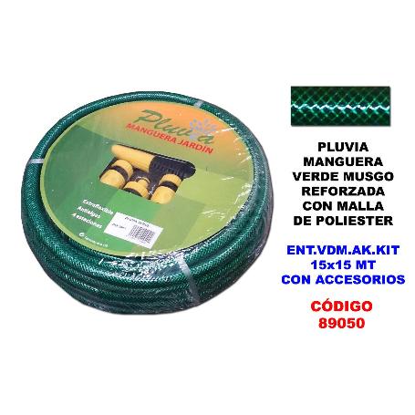 PLUVIA MANGUERA VERDE MUSGO ENT. KIT 15X15 MT+ACCESORIOS