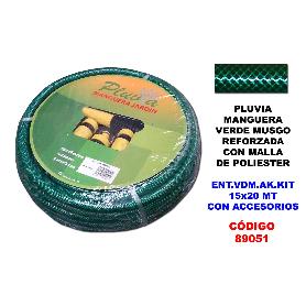 PLUVIA MANGUERA VERDE MUSGO ENT. KIT 15X20 MT+ACCESORIOS