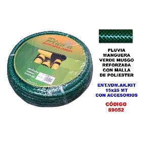 PLUVIA MANGUERA VERDE MUSGO ENT. KIT 15X25 MT+ACCESORIOS