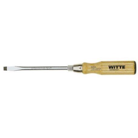 WITTE-96504-DESTORNILLADOR DE PUNTA PLANA NEGRA CON MANGO DE MADERA (7X125)