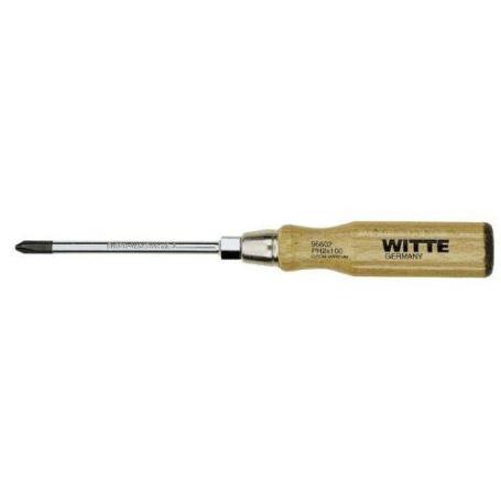 WITTE-96602-DESTORNILLADOR PHILLIPS PUNTA NEGRA CON MANGO DE MADERA (PH2X100)