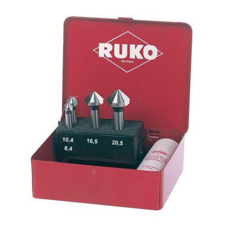 RUKO-102151T-JUEGO DE 4 AVELLANADORES CÓNICOS DIN 335 FORMA C HSS-TIN 90&#XB0;