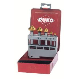 RUKO-102154A-JUEGO DE 5 AVELLANADORES CÓNICOS DIN 335 FORMA C HSS 90&#XB0; PARA ALUMINIO