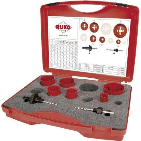 RUKO-106302-JUEGO DE 8 CORONAS PERFORADORAS HSS BIMETAL PARA ELECTRICIDAD TIPO EK2