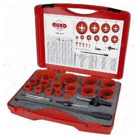 RUKO-106318-JUEGO DE 19 CORONAS PERFORADORAS HSS BIMETAL TIPO PREMIUM