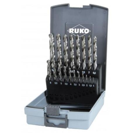 RUKO-214214RO-JUEGO DE 19 BROCAS HSS RECTIFICADAS EN CAJA DE PLÁSTICO