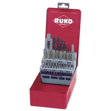 RUKO-245003-JUEGO DE 29 MACHOS DE ROSCAR + BROCAS