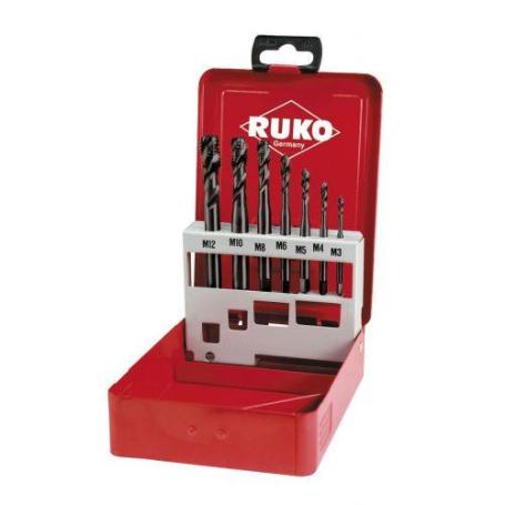 RUKO-245064-JUEGO DE 7 MACHOS M&#XE1;QUINA M DIN 371 / 376 HSS-CO VAP RECTIFICADOS PARA ACERO INOXIDABLE TIPO C