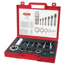 RUKO-245059-JUEGO DE MACHOS HSS DE REPARACIÓN PARA ROSCAS DE TUBERÍAS CILÍNDRICAS SANIATRIAS RECTIFICADOS (13 PIEZA